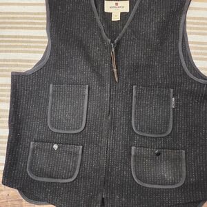 Woolrich Vintage Black Stripped Vest with Pockets